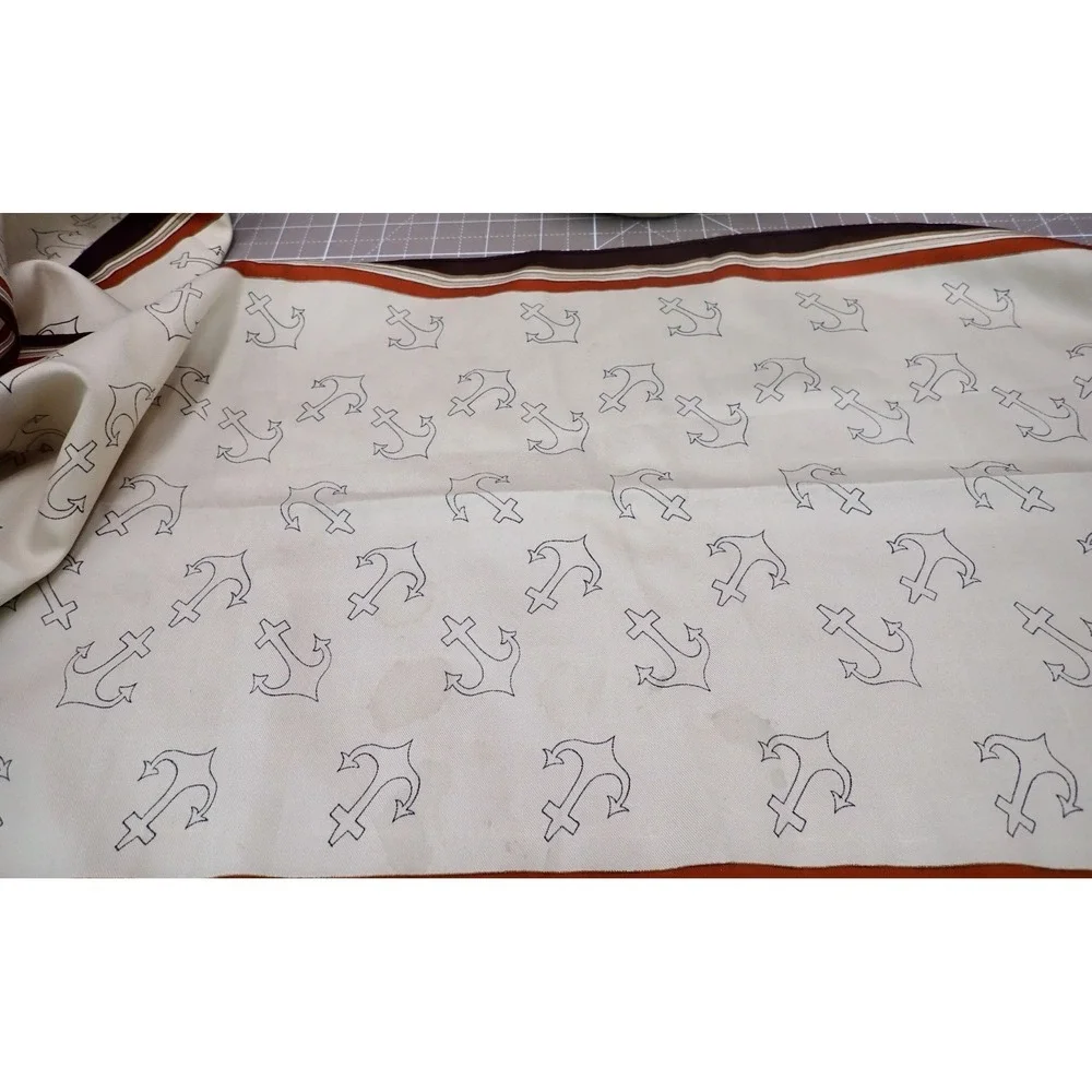 Vintage Scarf Anchors Ships Tan and Rust Colored signed 52